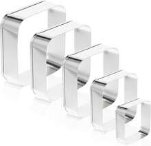 Set Of 5 Square Cookie Cutters, Baking Mould Cutters For Biscuits, Pastries And Fondant - Silver - View 2