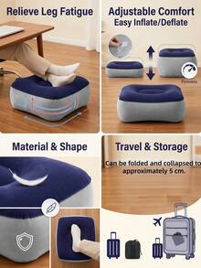 1/2pcs Inflatable Footrest, Outdoor Comfortable Cushion, Portable Leg Support Stool, Travel Airplane Car Footrest, Concert Festival Seat Pad, Ergonomic Leg Support, Inflatable Footstool, Travel Essential, Adjustable Height - Multicolor - View 3