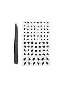 1pc Autumn/Winter New Black Big & Small Star Face Stickers, Y2K Dark Punk Gothic Cool Vibe Decorative Face Decals, DIY Self-Adhesive Stickers For Face - Black - View 6