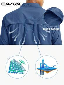 Cavva Men's Spring Outdoor Fishing Shirt, Solid Color Soft Lightweight Breathable Long Sleeve Shirt, Suitable For Hiking, Camping And Work Wear - Royal Blue - View 5