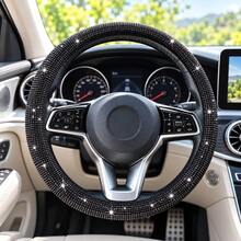 1 pieza Funda de volante con strass, diseño elástico sin anillo interior para volantes de 14.2-15.3 pulgadas, accesorio brillante para el interior del coche - Multicolor - Ver 8