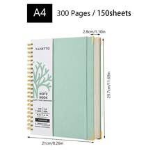 A4 Spiral Notebook, 110gsm Thick Paper, 300 Pages (150 Sheets), 4 Colors Available, Built-In Storage Pocket, Excellent Comfort. Also Known As Spiral Notebook, Coil Notebook, Bound Notebook - Multicolor - View 12