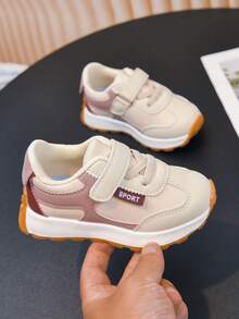 New Girls' Hook-And-Loop Casual Sports Shoes, All-Season Children's Colorblock Soft Sole Comfortable Versatile Outdoor Shoes - Pink and Purple - View 6