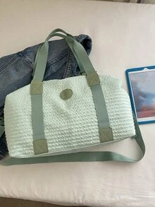 Túi du lịch dung tích lớn màu trơn chống nước phong cách tối giản cho nam và nữ - màu xanh lá - Xem 9