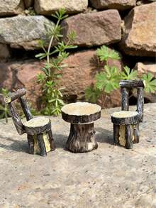 Mini Garden Table & Chair Set, Outdoor Garden Furniture Accessories Series - B - View 4