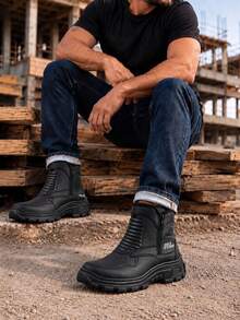 Botas Industriales Storm para Hombre, Botín de Trabajo Antiderrapante con Cierre Lateral - Negro - Ver 2