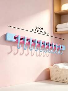 6/2/1pc Cute Pastel Style Plastic Long Strip Wall Mount Hook Rack With 10 Hooks, Punch‑Free Strong Load‑Bearing Hanging Holder, Multi‑Hook Wall Hanger, Suitable For Entryway, Bedroom, Bathroom, Dormitory, Closet, All‑Season Home Storage Organization - Multicolor - View 13