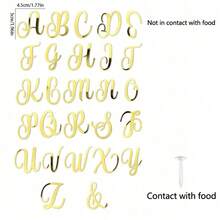 27pcs Gold Acrylic 26 English Letters Name Cake Toppers, Suitable For Wedding Birthday Party DIY Personalized Cake Decoration Supplies - Multicolor - View 9