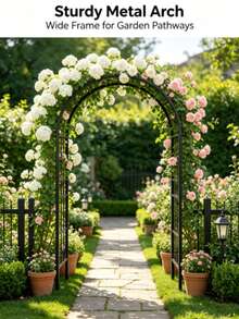 240 Cm Black Metal Plant Climbing Frame, Wedding Party Arch Frame, Climbing Plant Climbing Frame, Outdoor Decorative Arch, Gardening Tools, Plant Rack, Garden Decoration - A - View 1