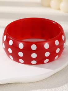 NAIZHU 1pc Red Polka Dot Heart Exaggerated Oversized Bracelet, Suitable For Women's Daily Wear, Dating And Party - Red - View 4