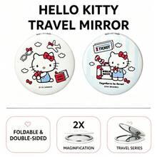 Miniso (1PC)  Characters Travel Series Soft Bread Double-Sided Folding Compact Mirror,  White & Blue 2 Colors, Portable Pocket Makeup Mirror, Normal & Magnifying Dual Mirror Surface, Travel Cosmetic Accessory, Girls Gift - Multicolor - View 2