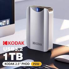 Hard Drive Portabel Kodak P232 1TB USB3.2 PHDD Kecepatan Hingga 100MB/S Hard Disk Eksternal Sangat Kompatibel Dengan PS4/PS5 Xbox Mac PC - View 1