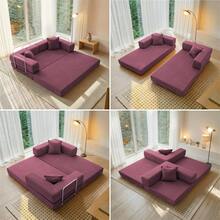 2-Seater Foldable Sofa Bed, 62'' Convertible Sleeper Sofa, Spring Folding Floor Couch With With Pillow Back Support Armrest, 4-In-1 Futon Sofa Bed For Living Room - Burgundy - View 4