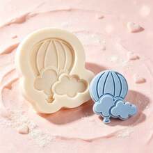 4Pcs Hot Air Balloon Cloud Silicone Mold Non-Stick Fondant Candy Chocolate Baking Tool For Cake Decoration DIY,Cupcake Topper, Soap, Candle - Light Grey - View 6