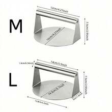 Stainless Steel Hamburger Press Mold, Non-Stick Burger Patty Maker Suitable For Grilling And Grill, Fit For Pressing Beef Patty, Dough, Cheese, And Veggie Burgers, Heat Insulation And High-Temperature Resistant - Monochrome - View 5