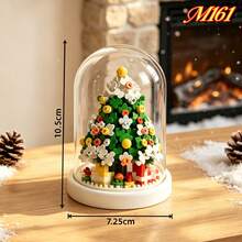 Santa Claus Building Block Toy Set With Acrylic High-Transparency Dust Cover, ABS Material. Building Block Decoration, Atmospheric Holiday Ornament. DIY Christmas Stocking Filler, Party Favor. - Multicolor - View 5