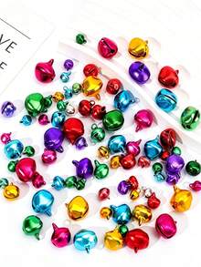 100 Pieces Per Pack Colorful Bell DIY Craft Accessory – Festive Decoration Bells, Multiple Colors Available, Perfect For Christmas Tree, Wreath, Gift Wrapping, Handmade Craft Projects, Metal Material Crisp & Clear Sound, Festive Atmosphere Setup - Multicolor - View 3