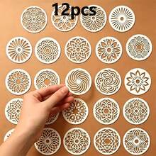12/24pcs Mandala Hollow Stencils - Round Patterns Suitable For Rock, Wall And Furniture Decoration, Rock Art Projects, DIY Crafts, Murals - Random Style - Painting Template - View 8