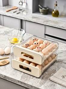 32-Egg Capacity Refrigerator Egg Storage Rack - Transparent Plastic Drawer-Style Organizer, Space-Saving Design, Keeps Freshness, Compact Kitchen Storage, Durable Plastic, Essential Kitchen Item, Stylish Organizer, Sturdy Structure - Multiple Styles and Colors - View 11