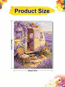 1Pc Digital Oil Painting Kit, Lavender Field RV, Diy Paint By Number Arts And Crafts For Adults, Wall Decoration Art, Canvas Painting, Holiday And Party Gifts. - Sets - View 9