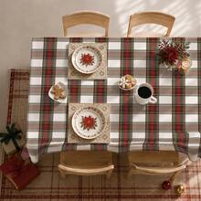 1 Stück klassische Weihnachts-Tischdecke mit geradem Streifen- und schottischem Karomuster, Vintage Rot Weiß Grün Quadratgitter, Weihnachts-Esszimmertischdecke 140*220cm/140*180cm/140*140cm/90*140cm aus Polyestergewebe mit Druckverfahren, Tischdekoration, Heimdekoration, Küchendekoration, Tischdecke rechteckig, Tischdecke quadratisch, Heimdekoration geeignet für Picknick, Camping, Party, Restaurantbuffet, Heimdekoration, Esstisch-Oberflächendekoration, Heim-DIY usw. - Verschiedenfarbig - Übersicht 7
