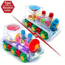 Electric Transparent Gear Toy, Electric Toy Train With Flashing Lights And Music, 360 Degree Rotation, Educational Rotating Toy For Kids, Suitable For Boys And Girls, Random Color - Multicolor - View 8