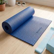MUUK Alfombrilla de Yoga 170 x 70 cm, Grosor 4 mm, Tapete Antideslizante, Cómodo y Plegable para Yoga, Pilates, Fitness y Ejercicio, Resistente al Agua, Fácil de Transportar para Casa, Gimnasio y Viajes - Azul Marino - Ver 3