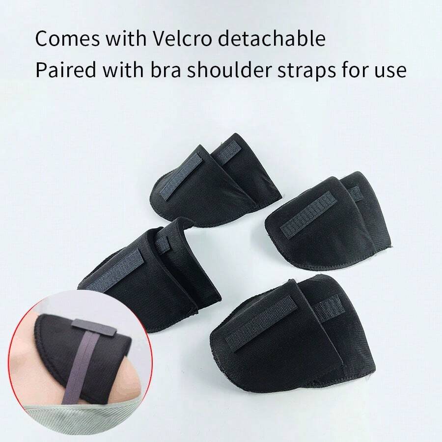 4 Pairs Unisex Reusable Shoulder Pads, Non-Slip Height-Increasing Invisible Breathable Sponge Shoulder Pads With Hook And Loop For Easy Installation, Suitable For Women's Lingerie, Dresses, Blazers, Jackets, Sweatshirts - Multicolor - View 1