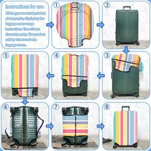 1PC / Flat Print Design / Luggage Protective Cover (Only Protective Cover, Luggage Not Included) / Suitable For 20 To 28 Inch Luggage / Made Of Thickened Fabric / Essential Accessory For Your Travel And Checked Luggage. - Multicolor - View 3