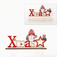 Christmas Letter Base Wooden Desktop Decor, 3 Styles Available: Snowman House, Santa Claus & Reindeer, Faceless Design, Hand-Painted Solid Wood Craft, Includes Stable Base For Display, Desktop & Countertop Decoration, Creates Winter Holiday Atmosphere, Holiday Home Decor Gift - A - View 6
