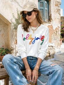 Women's Holly Jolly Elegant Sweater, Winter Clothing - White - View 2