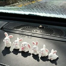 6pcs Random Creative Cute Big Ear Rabbit Car Dashboard Desktop Ornament DIY Car Interior Office Desk Computer Screen Decoration Accessories Holiday Gift - Big-eared Rabbit - View 8