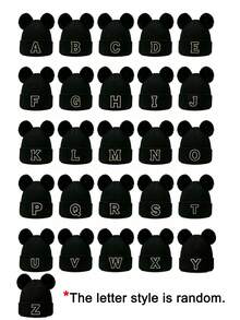 1pc Black Fashionable 26 Letter Patch Random Versatile Street Style Beanie Hat Unisex Warm & Cold-Proof Knitted Cap - A - View 3