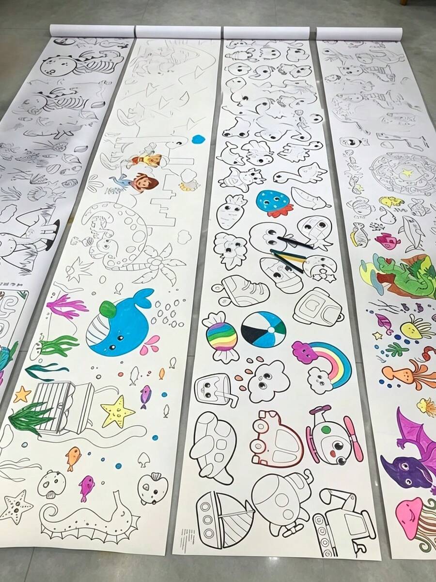 1/2/4 Gulungan Kertas Gambar Kreatif, Cocok untuk Anak-anak dan Remaja Melukis, Desain yang Merangsang Inspirasi Artistik, Hadiah Liburan yang Ideal - MultiWarna - View 1