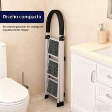Escalera Plegable 3 PeldañOs Acero Inoxidable Escalera Para Casa Resistente 150kg DiseñO Antideslizante  Plegable Y FáCil Almacenar Uso En Hogar Oficina AlmacéN (Blanco, 3 PeldañOs) - BLANCO - Ver 7