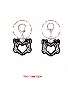 Goth Skeleton Hand Heart Acrylic Keychain, Dark Aesthetic Skull Key Ring, Halloween Punk Bag Charm, Car Key , Gothic Dark Style Keychain Accessories - Multicolor - View 11