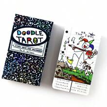 Doodle Tarot Cards, Fun Of Fortune-Telling Card Games, Family Gathering Entertainment Game Cards 78pcs Tarot Deck - Black - View 3