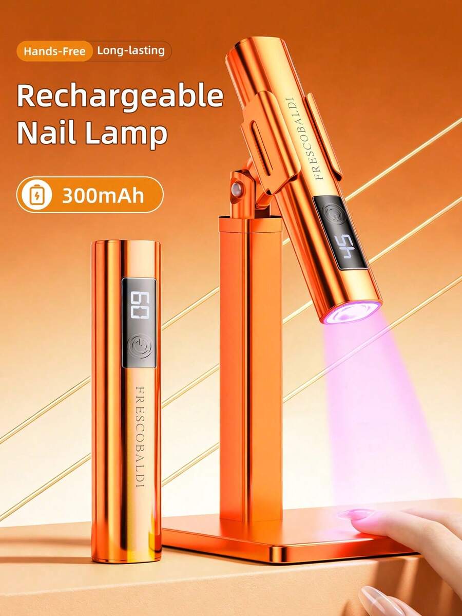 1件可充電式UV LED美甲燈,適用於凝膠美甲,快速乾燥UV LED凝膠指甲油固化燈,美甲工具,可充電式美甲沙龍設備 - 橘色 - 查看 1