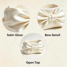 Cream White Large Bow Storage Box Creative Desktop Organizer Box Vanity Jewelry Tray Sweet Girl Style Decorative Box Office Desk Small Item Storage INS Style Ornament Decoration Cute Girl - View 2
