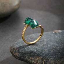 1 chiếc nhẫn đồng mạ vàng 18K đính đá Cubic Zirconia thiết kế vuông kép thời trang, phong cách tối giản unisex cao cấp sang trọng, phụ kiện đa năng cho đi làm, hẹn hò, đeo hàng ngày, trang sức không phai màu - Vàng - Xem 3