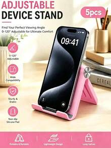 5pcs Foldable Portable Desktop Phone Stand, Premium ABS Material, Adjustable Angle, Compact Lightweight Pocket Size, Suitable For All Smartphones And Tablets, Stable Anti-Slip, Space-Saving - Multiple Styles - View 14