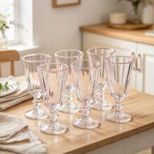 6pcs Classic Patterned Highball Glass Set, Retro Stemmed Drinkware For Holiday Parties, Family Dinners & Weddings - View 1