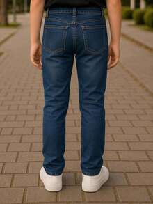 Jeans de niño con deslavado slim para uso diario, moda, cómodos, stretch - Azul lavado medio - Ver 2
