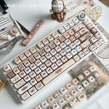 Christmas Meow Keycaps Berry Meow Keycaps Pudding Meow Keycaps Pixel Cat Keycaps Milk Brown Kitten Keycaps Cute DIY Cat Head Highly Attractive Side-Printed PBT Five-Sided Dye-Sublimation MOA Compatible With Mechanical Keyboards - View 3