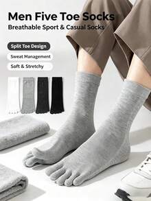 2/4/8 Pairs Minimalist Solid Color Unisex Five-Toe Socks, Moisture-Wicking Split-Toe Design, Multi-Color Options, Sports & Casual Socks - Multicolor - View 11