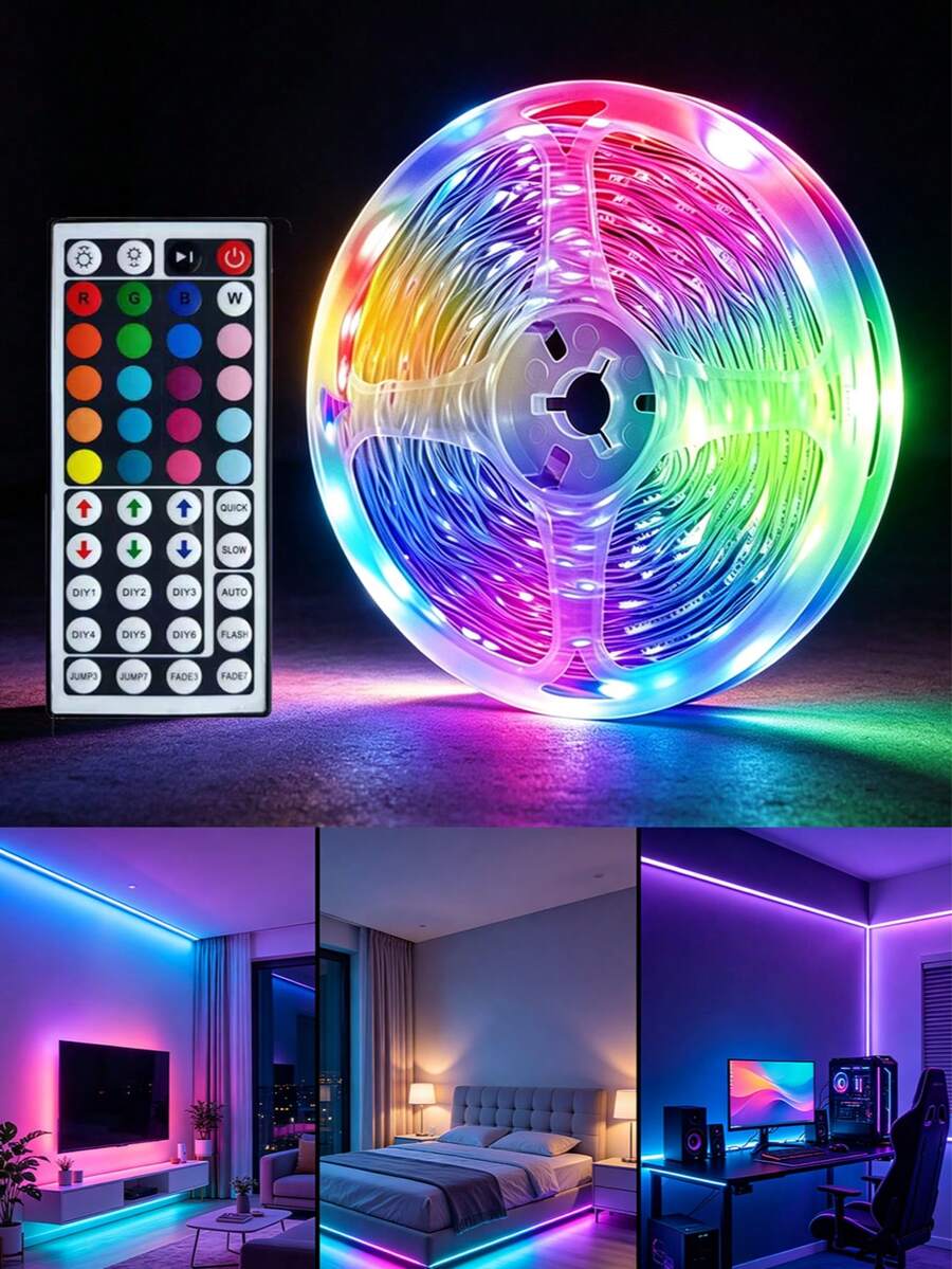 Intelligent LED Light Strips, RGB Flexible Light Bars, 44-Key Remote Control, Christmas Decorations, Halloween Decorations, Room Decorations, Ceiling Decorations, E-Sports Room Decorations, Music Studio Decorations. - Multicolor - View 1
