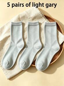 1/3/5/10 Pairs Men's Solid Color Minimalist Mid-Calf Socks, Comfortable Breathable Casual Versatile Interesting Christmas Gift Socks - Multicolor - View 33