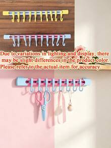 6/2/1pc Cute Pastel Style Plastic Long Strip Wall Mount Hook Rack With 10 Hooks, Punch‑Free Strong Load‑Bearing Hanging Holder, Multi‑Hook Wall Hanger, Suitable For Entryway, Bedroom, Bathroom, Dormitory, Closet, All‑Season Home Storage Organization - Multicolor - View 9