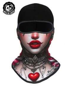 1-2pcs Gothic Women's 3D Printed Warm Face Mask, Windproof Full Face Cover, Breathable Moisture-Wicking Full Face Mask, Suitable For Skiing, Motorcycle, Cosplay, Festivals And More - Multicolor - View 11