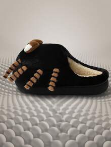 Men's Thick Sole Spider Plush Slippers, Fluffy Cute Women's Closed Toe Slippers For Autumn/Winter - Black - View 3